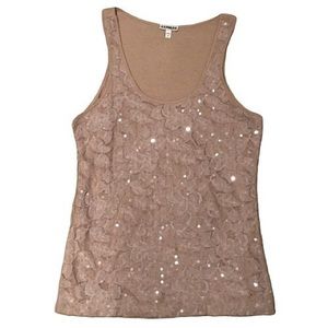 Express Peach Tan Nude Color and Sequin Tank Top